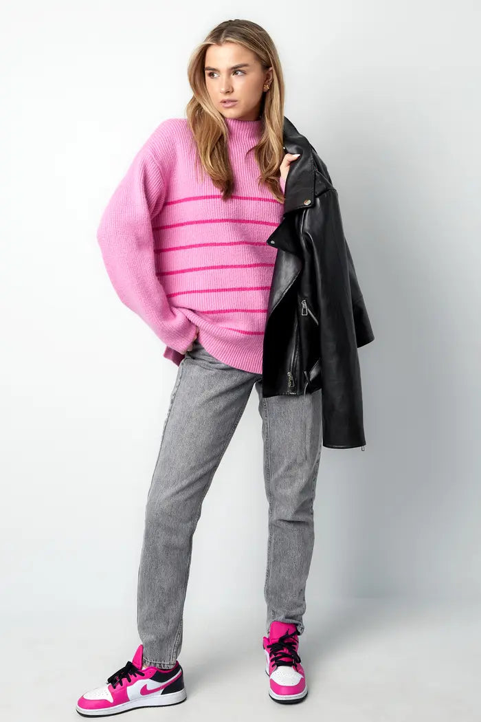 Pullover Stripe in Rosa/Pink