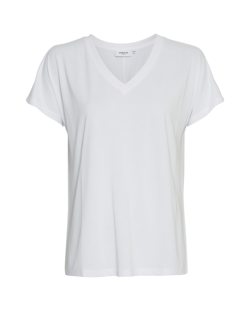 T-Shirt Fenya Modal V Neck in Bright White