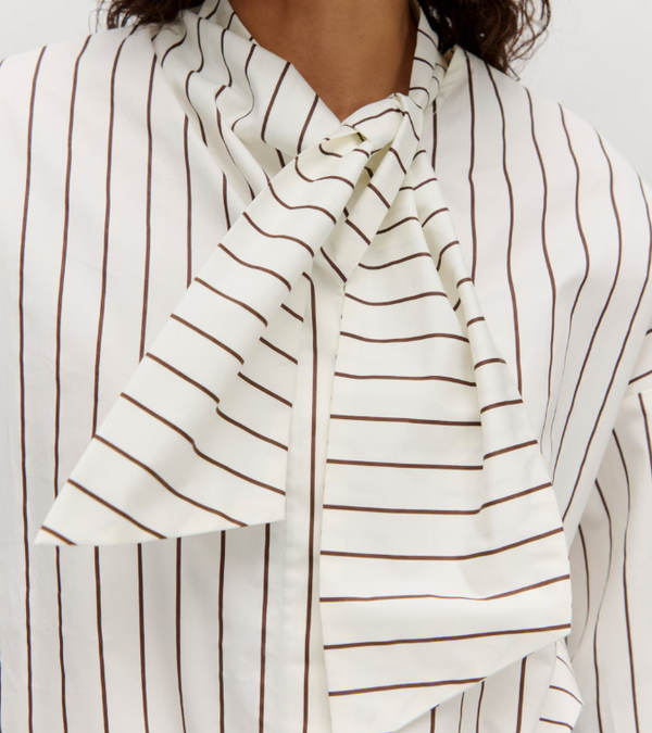 Bluse Cara in Brown & Cream Stripe