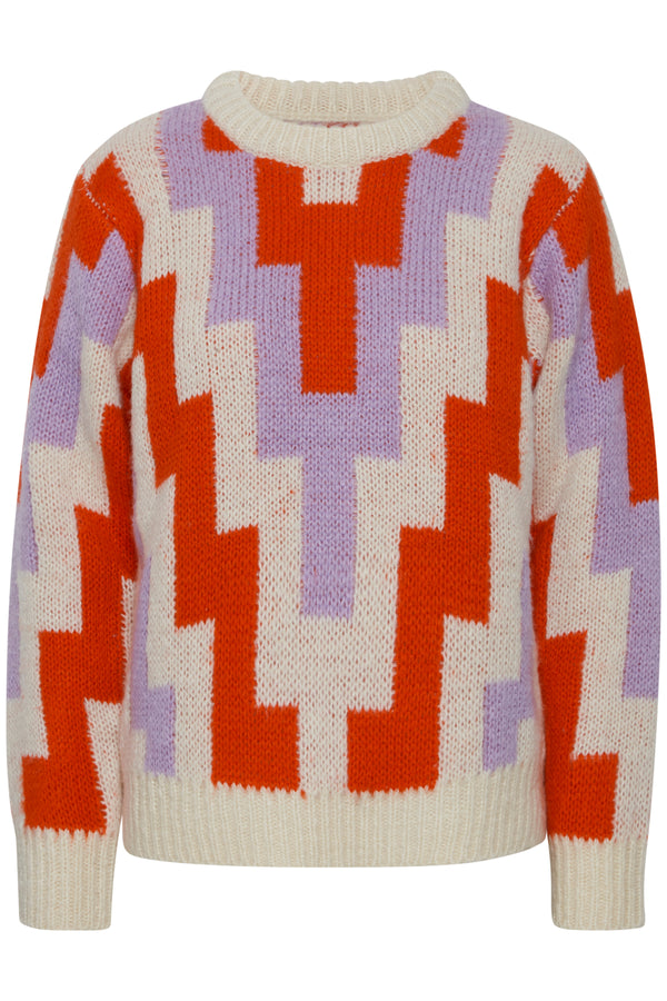 Pullover Donatella in Creme/Cherry/Purple Pattern